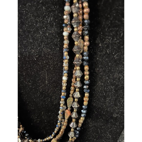 18 1/2” Multistrand Beaded Necklace Copper, Stone, Hematite Boho Earthy Natural - Picture 3 of 4